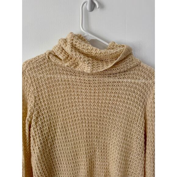 Women's Khaki Waffle Knit Cowl Neck Cover Up Sweater Size Large - Picture 8 of 9